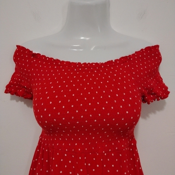 Love Tree - Polka Dot Off Shoulder Mini Dress - Picture 3 of 9